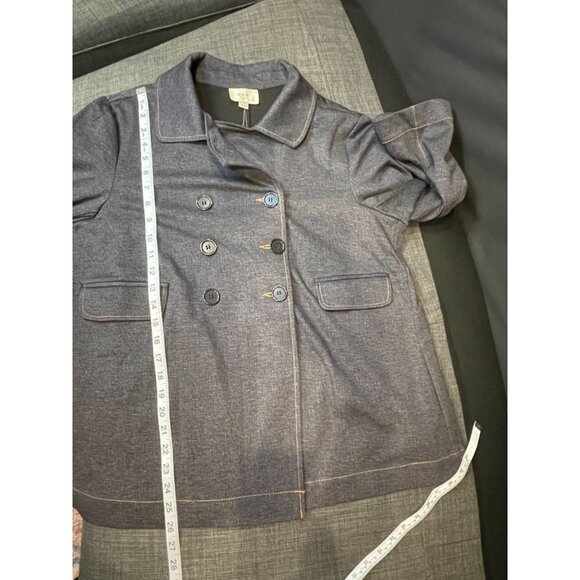 Eci New York NWT Womens Double-Breasted Jacket Grey Contrast Stitching Sz Large - Picture 9 of 11